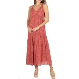 Joie Size Small Maxi Dress Sleeveless V-Neck Tiered Flowy Summer Dress Tea Rose